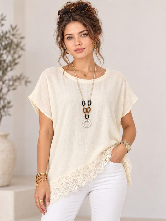 Polera Viscosa con Blonda y Collar