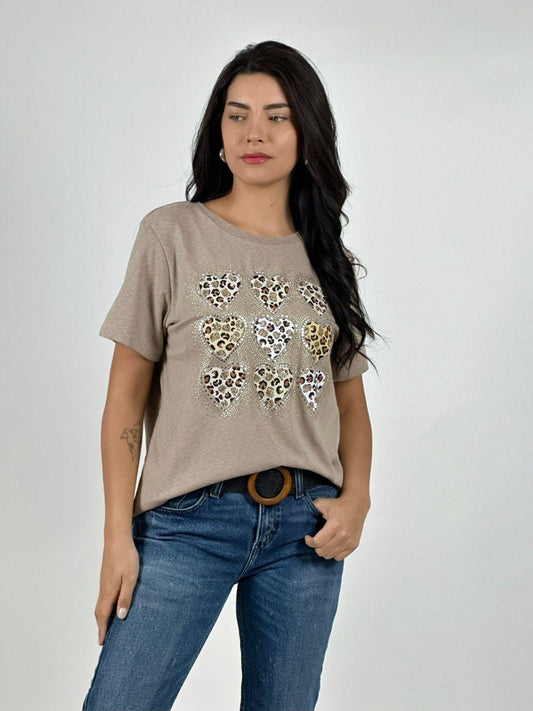 Polera Algodón Corazones Print