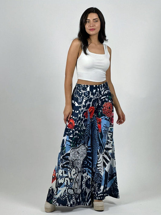 Palazzo Satín Estampado Snoopy y Rosas