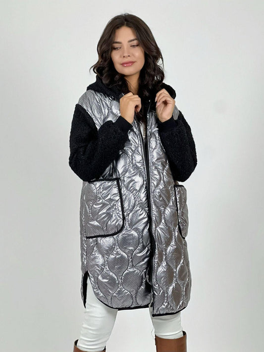 Parka Acolchada Metalizada con Chiporro