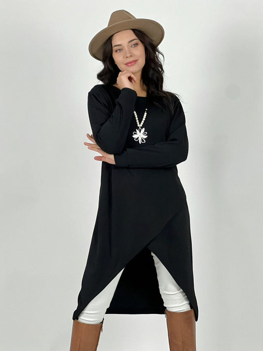 Polera Asimetrica Larga Cruzada