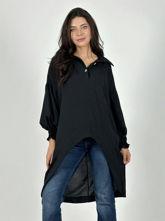 Blusón Camisero Tela Cey Con Botones