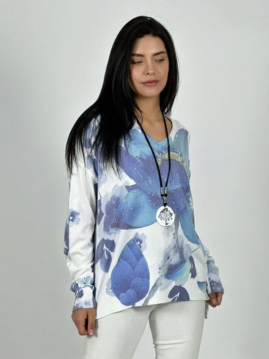 Sweater Spandex Flor de Loto Brillos