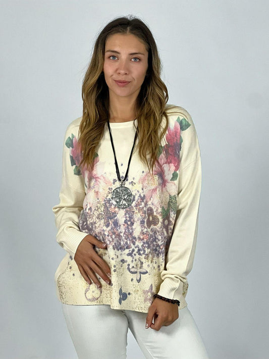 Sweater Spandex Flores Estampadas