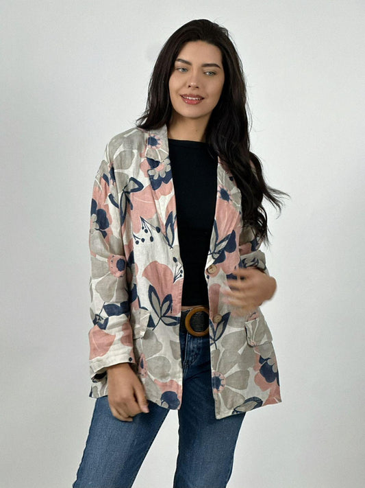 Blazer Italiano Lino Estampado Floral