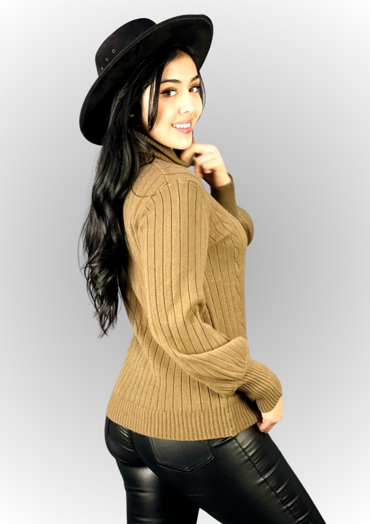 Sweater Lana Cuello Alto con Puños Apretadas