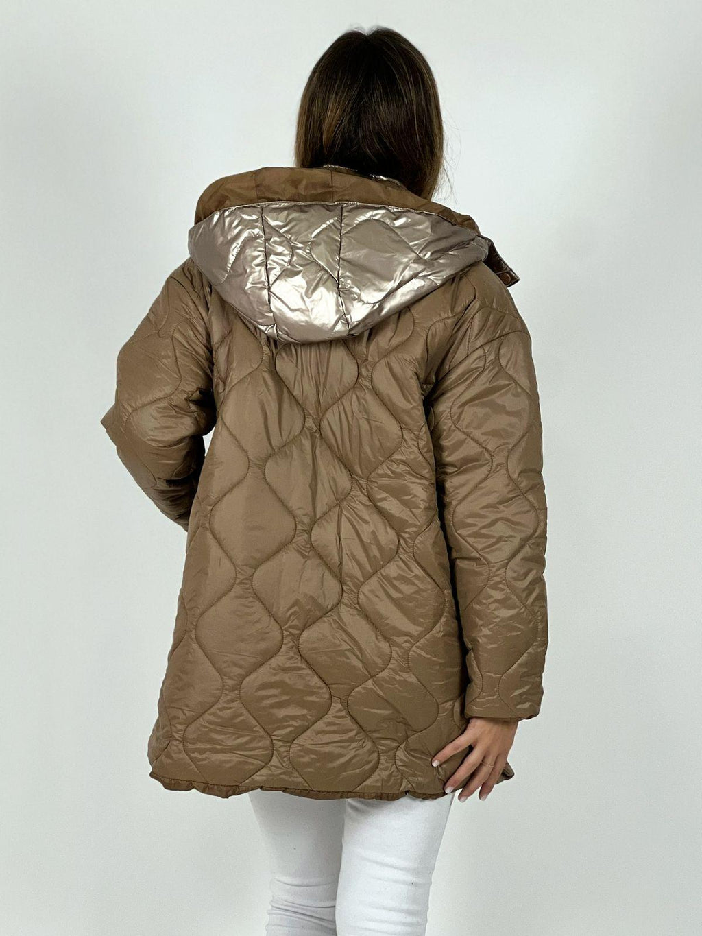 Parka con Capucha Cuello Metalizado