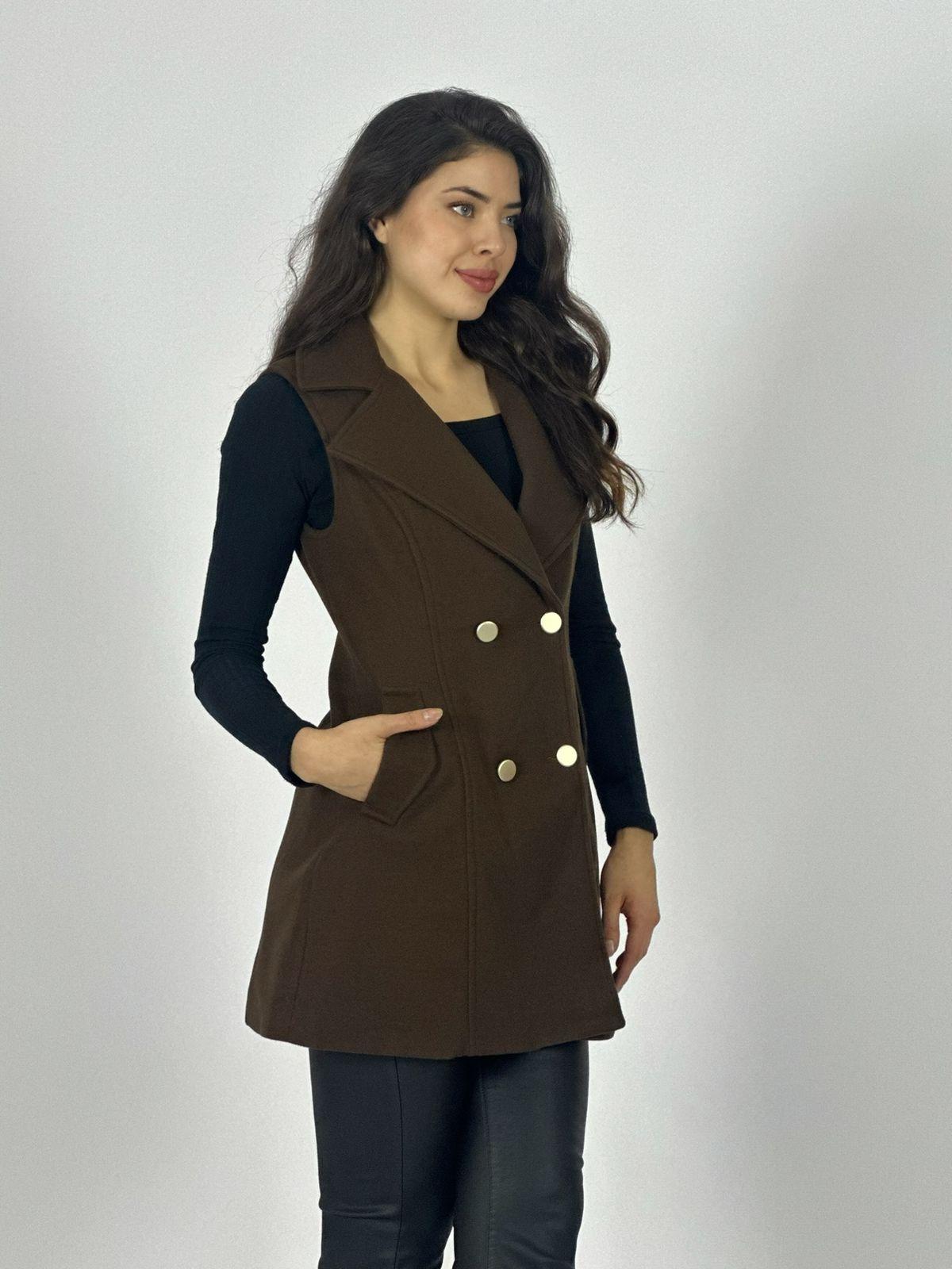 Abrigo Paño Sin Mangas 4 Botones