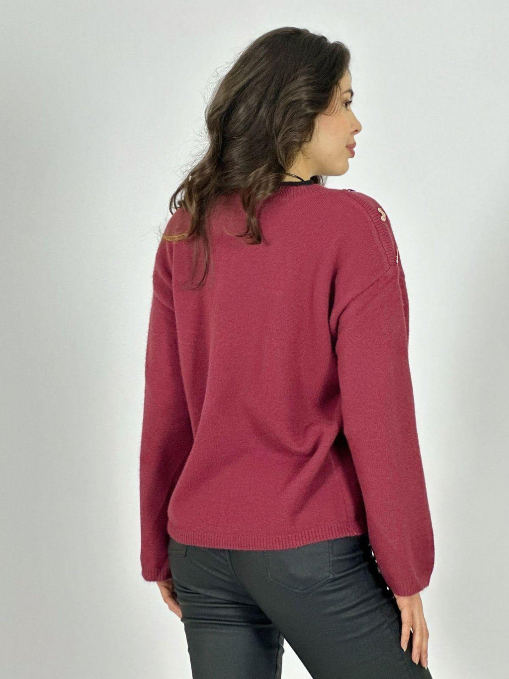 Sweater Lana Corazones Brillantes en Hombros