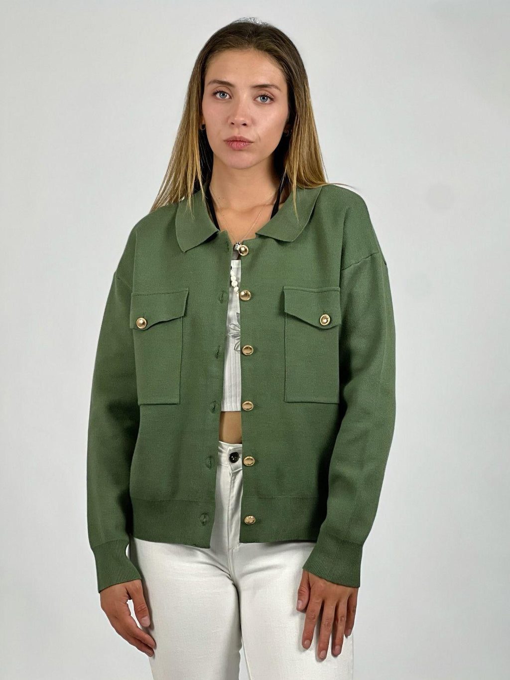 Sweater Abotonado Cuello Pique