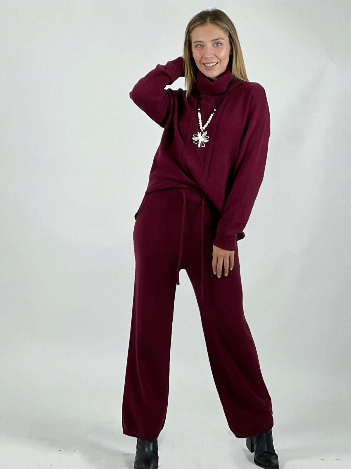 Conjunto Lana Cuello Alto Trenzado Delantero