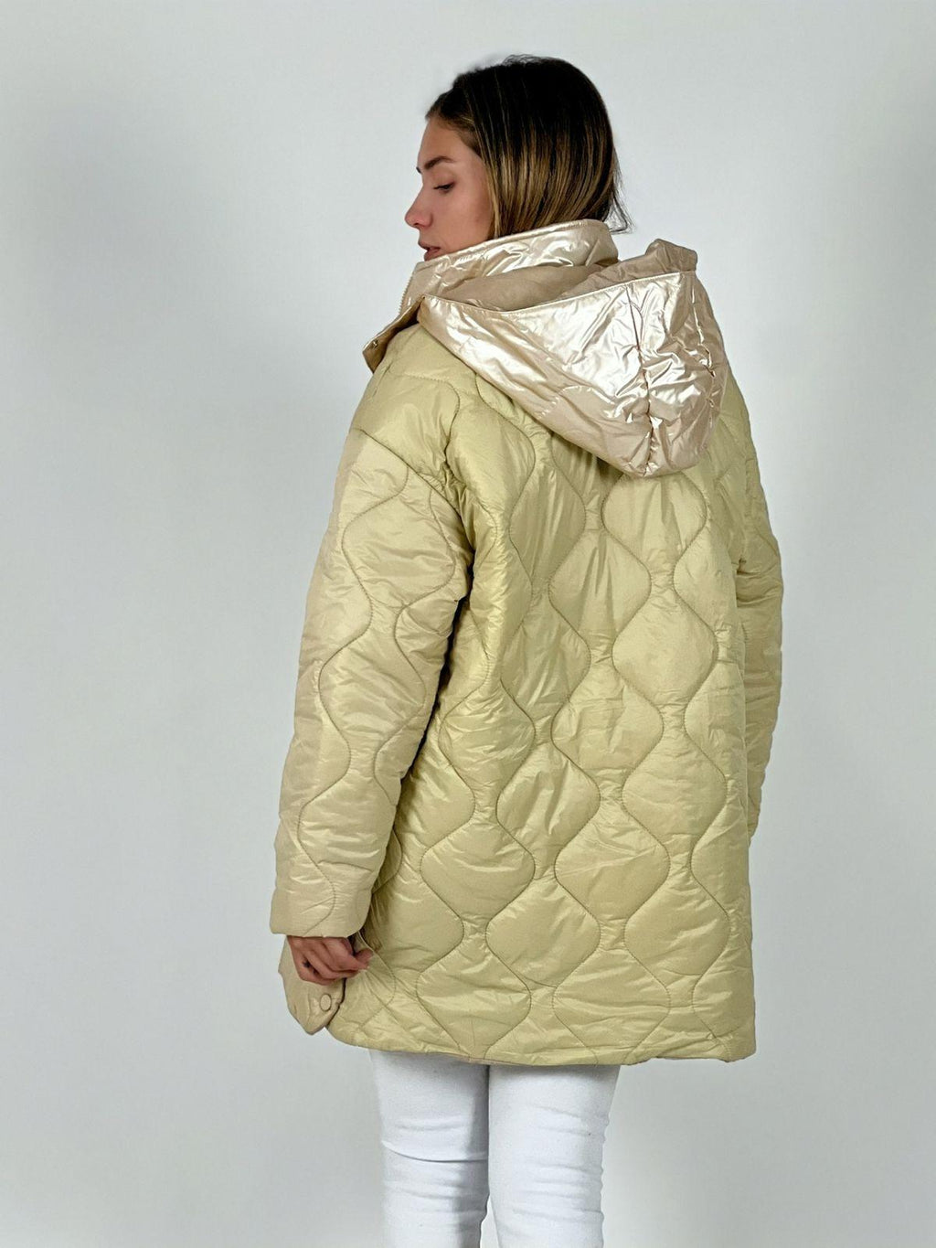 Parka con Capucha Cuello Metalizado