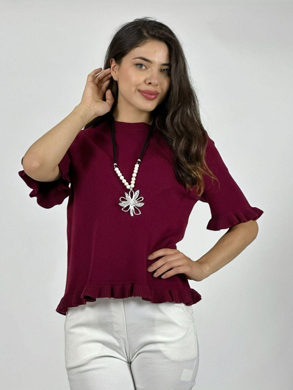 Sweater Spandex Manga Corta con Vuelos