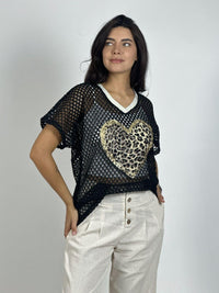 Polera Hilo Corazón Print