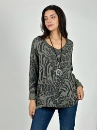 Polera Italiana Print Detalle Tejido En Espalda