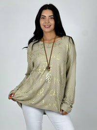 Sweater Spandex Letras Doradas Cuello V