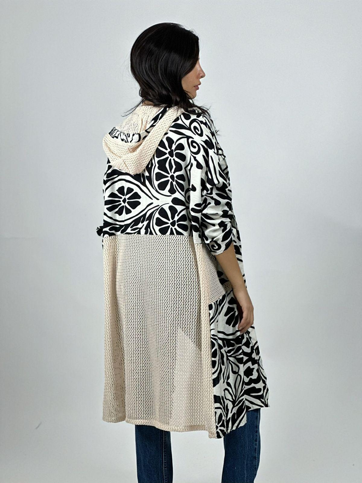 Tapado Lino Tejido con Estampado Hojas