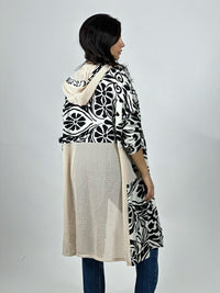 Tapado Lino Tejido con Estampado Hojas