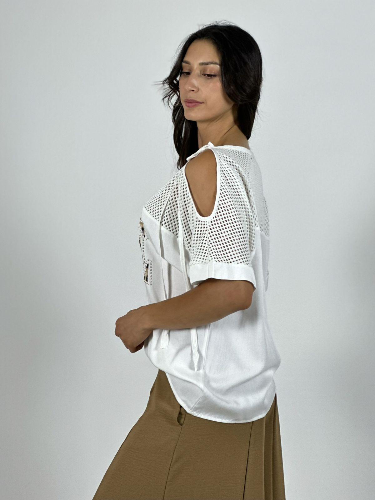 Polera Lino Hombros Tejidos LOVE Print