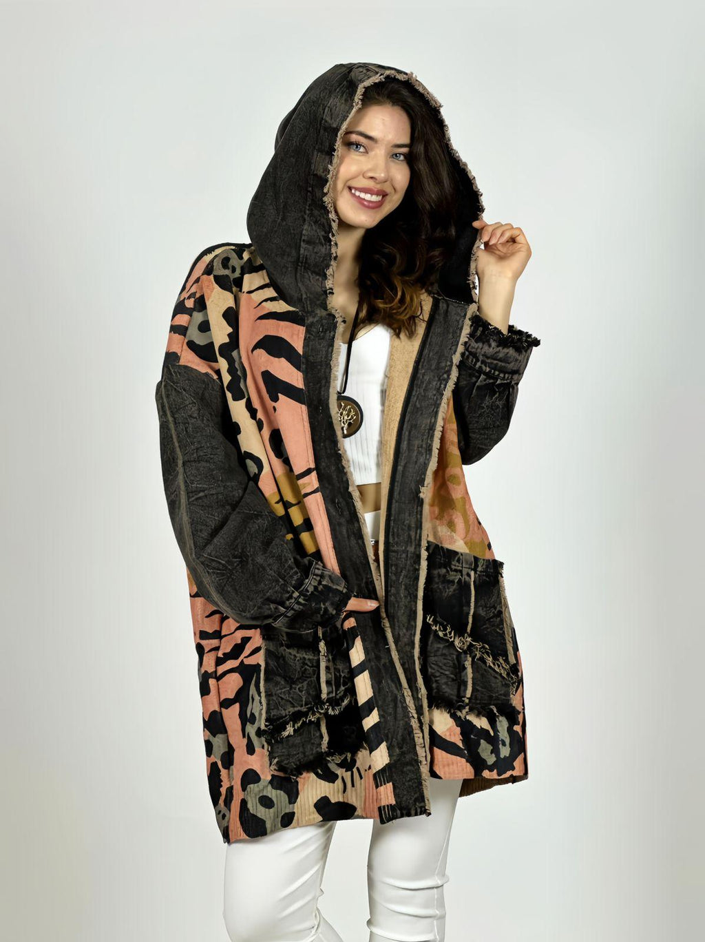 Abrigo Mezclilla/Lana Mix Print