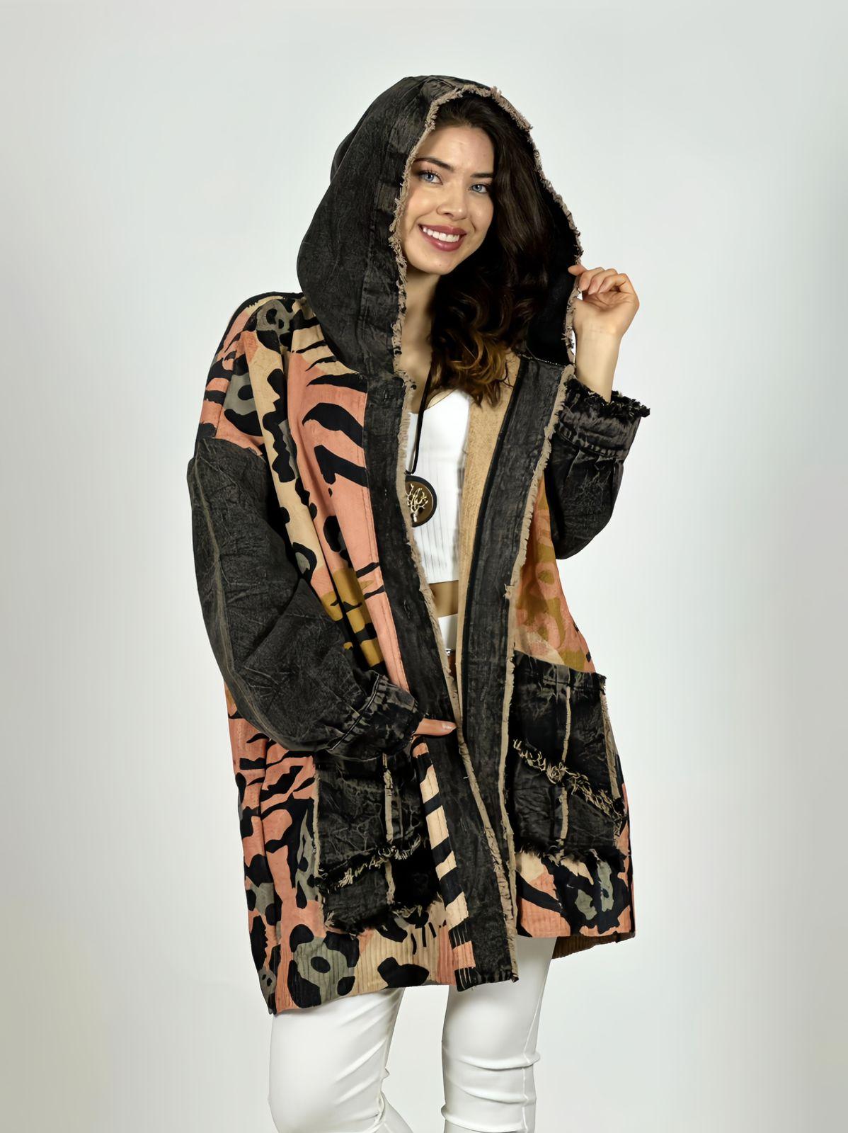 Abrigo Mezclilla/Lana Mix Print