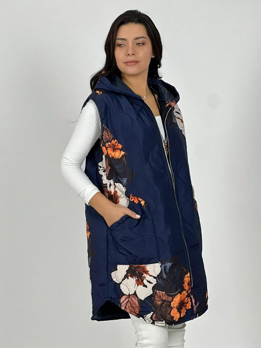 Parka Italiana Larga Diseño Flores