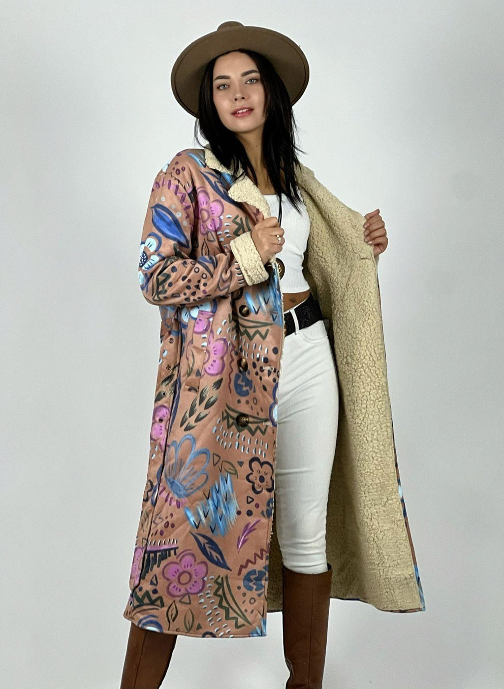 Abrigo Estilo Italiano Diseño Flores