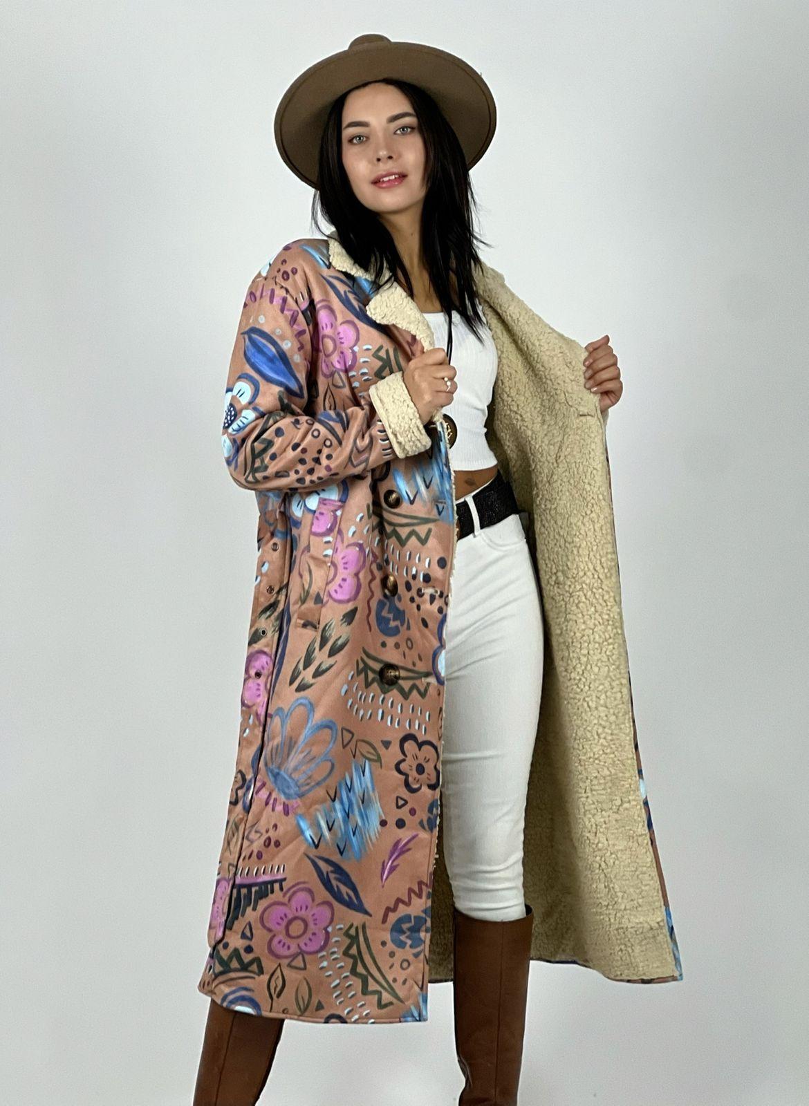 Abrigo Estilo Italiano Diseño Flores