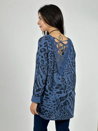 Polera Italiana Print Detalle Tejido En Espalda