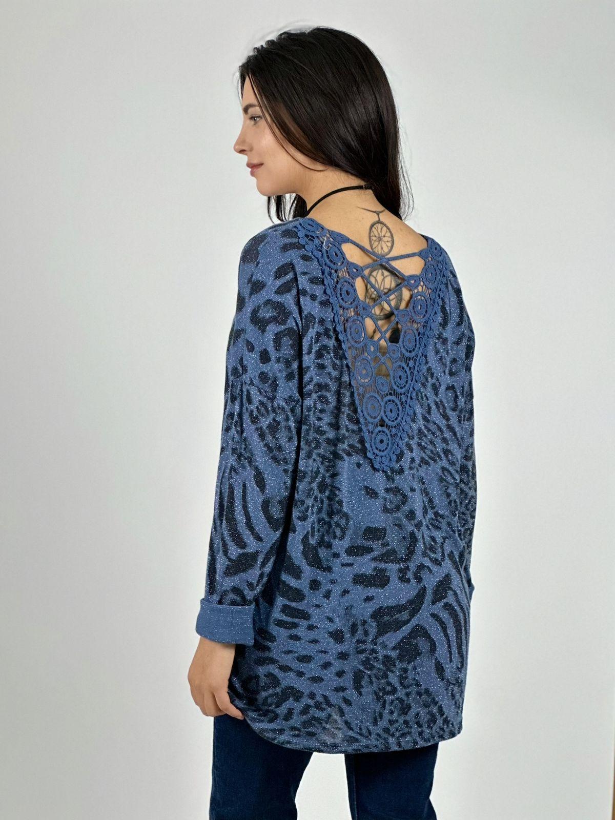 Polera Italiana Print Detalle Tejido En Espalda