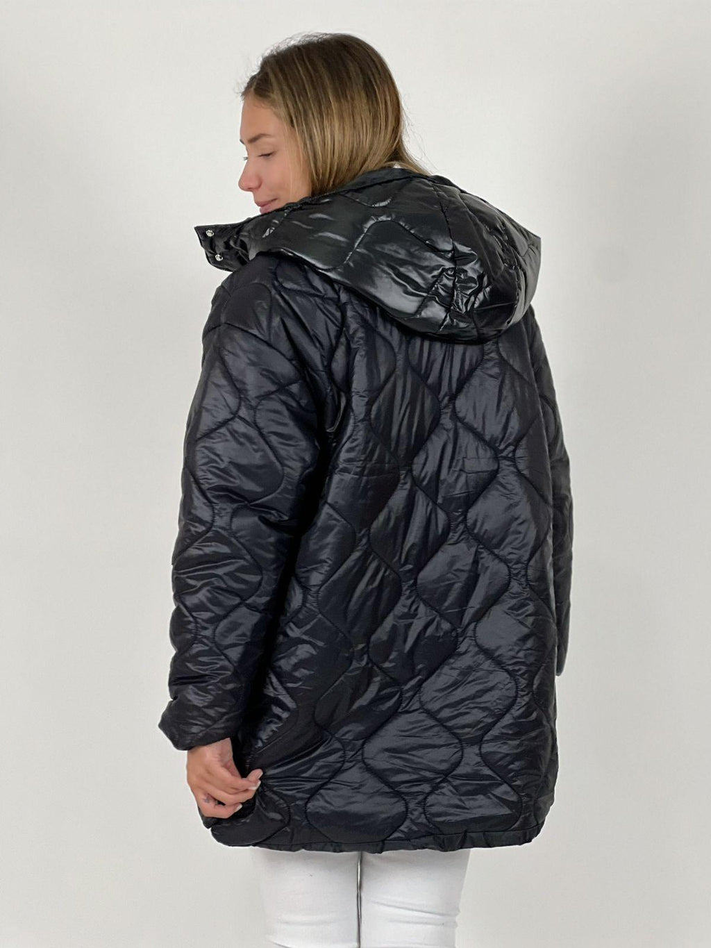 Parka con Capucha Cuello Metalizado