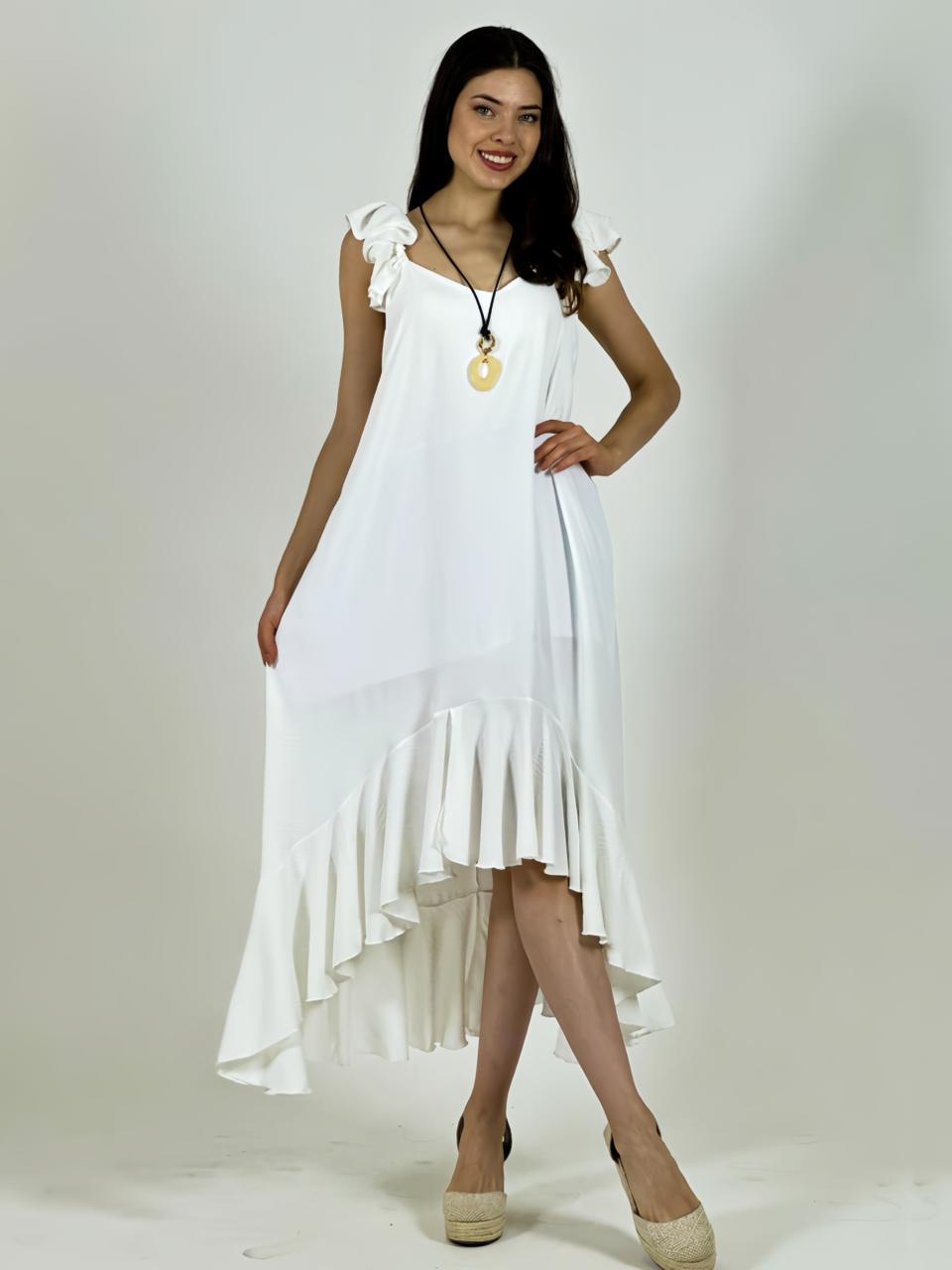 Vestido Cey Asimetrico Tiras con Vuelos