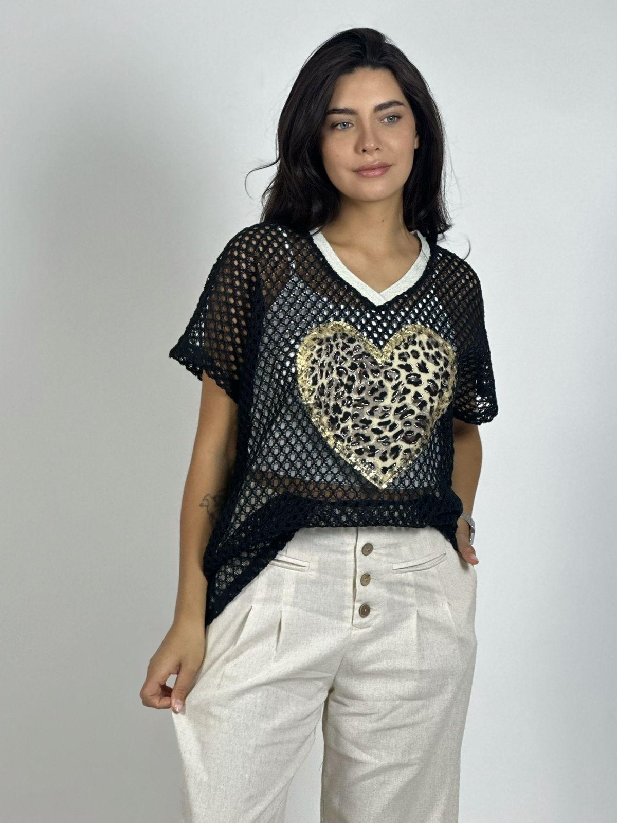 Polera Hilo Corazón Print