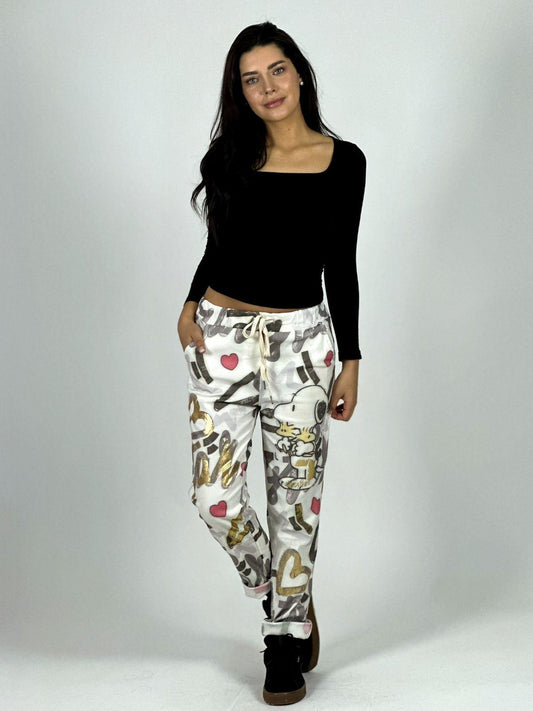Jogger Italiano Estampado Corazones Snoopy