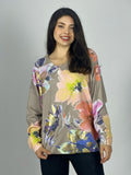 Sweater Spandex Estampado Floral con Brillo