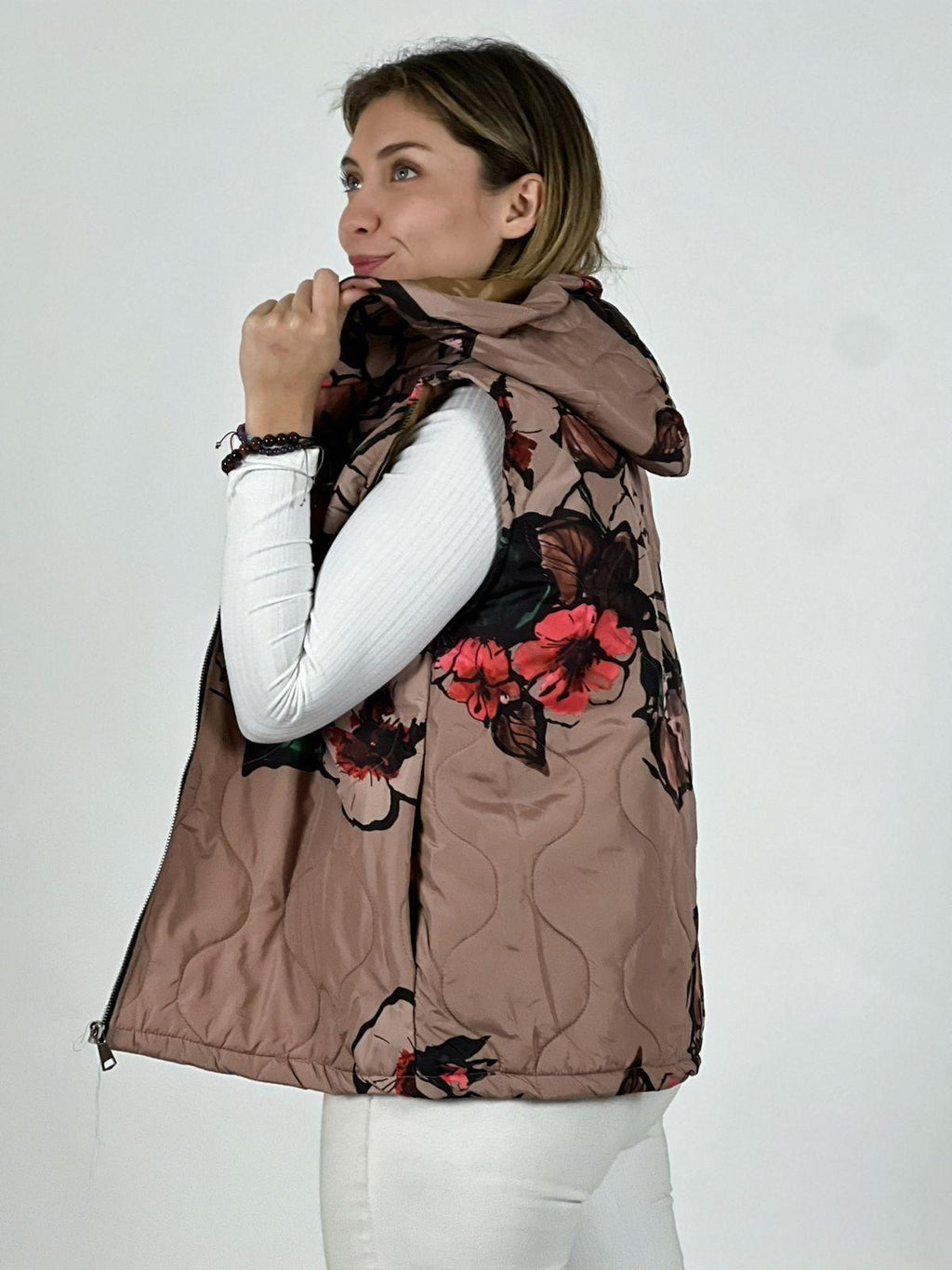 Parka Italiana Corta Estampado Flores