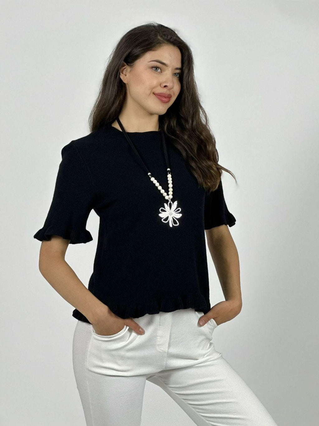 Sweater Spandex Manga Corta con Vuelos