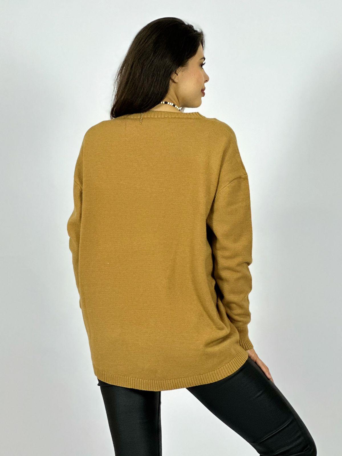Sweater Spandex Bolsillos Holgado con Botones