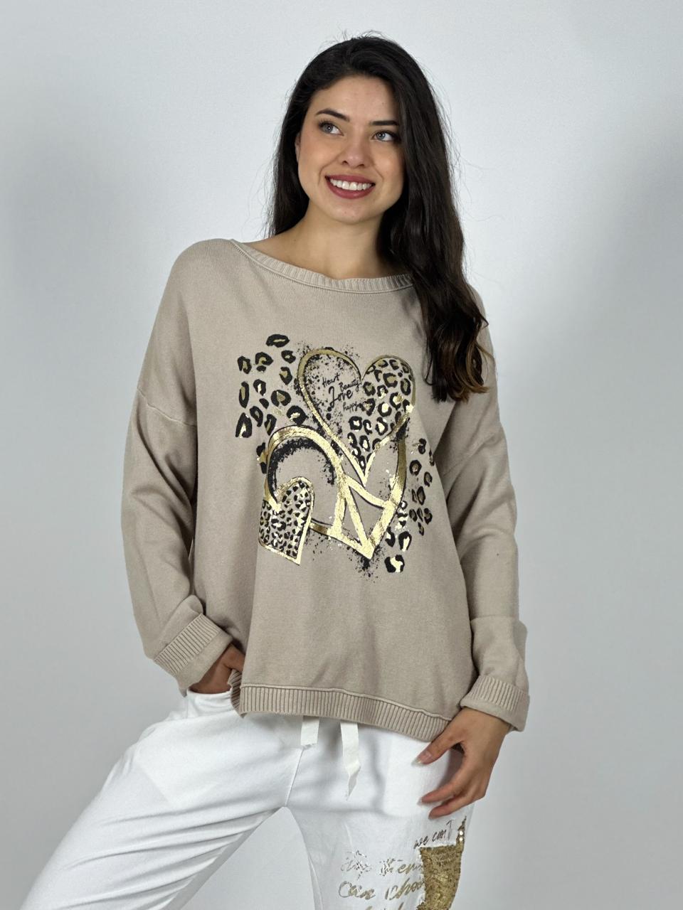 Polerón Italiano Triple Corazón Print