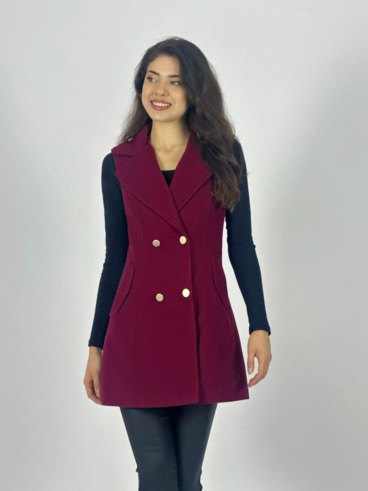 Abrigo Paño Sin Mangas 4 Botones