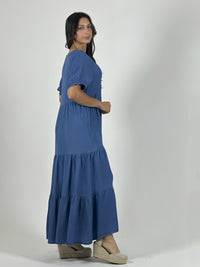 Vestido Mezclilla Seccionado Cuello V