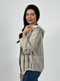 Bomber Italiana Tejida Bordes con Brillos