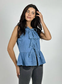 Blusa Mezclilla Faroleo con Amarras