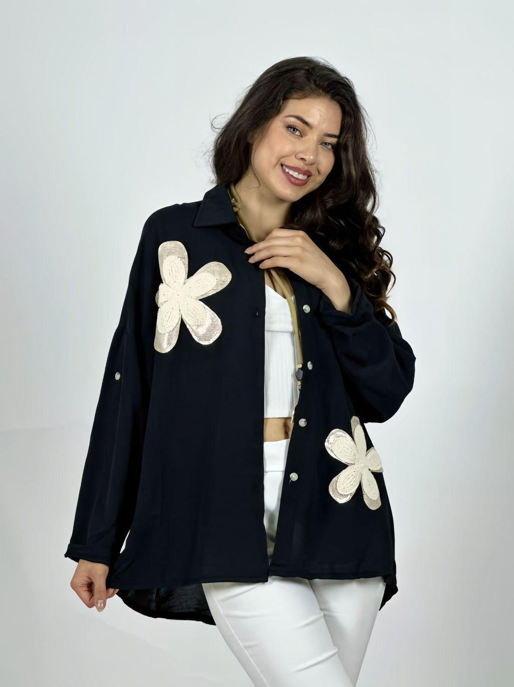 Blusa Flores Bordadas