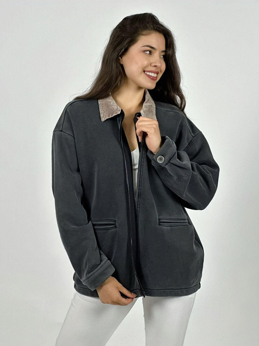 Chaqueta Afranelada con Cierre