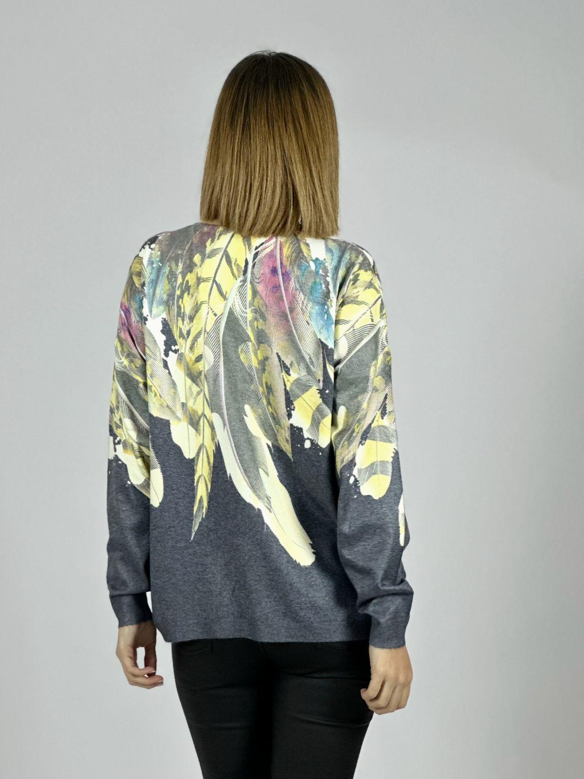 Sweater Hilo Estampado Diseño Plumas