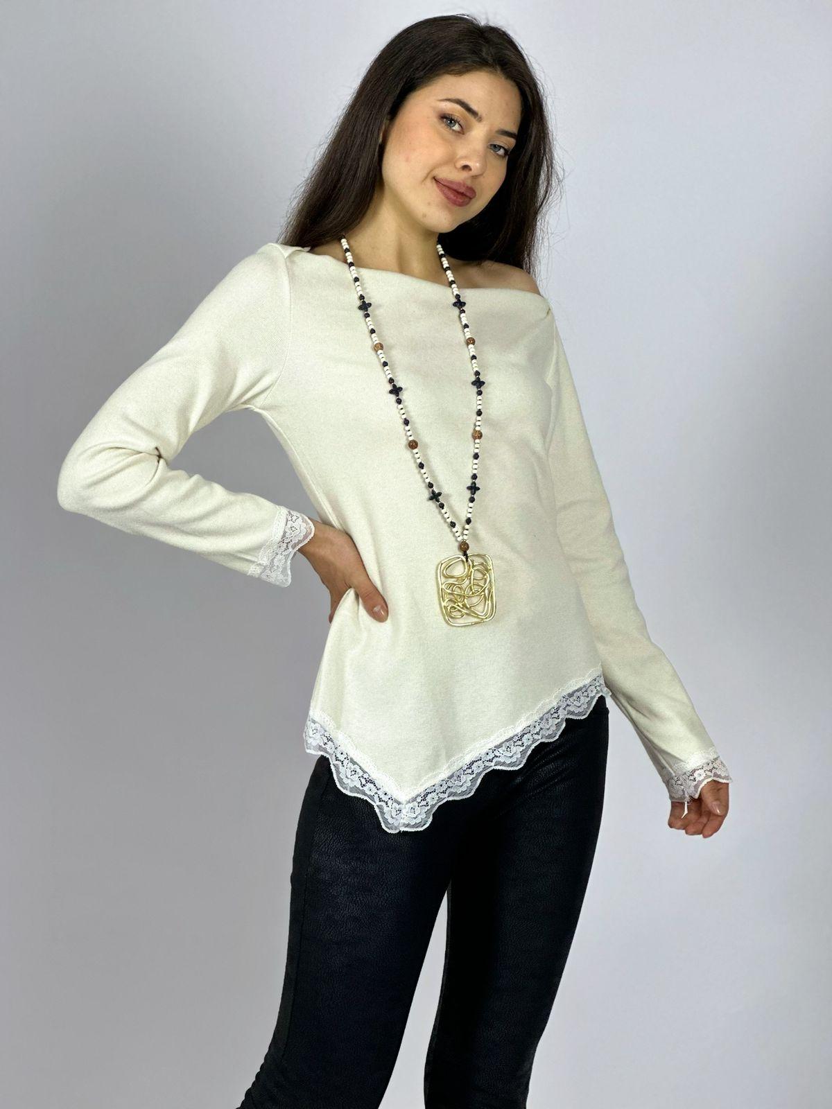 Polera Lanilla Blonda Bordes