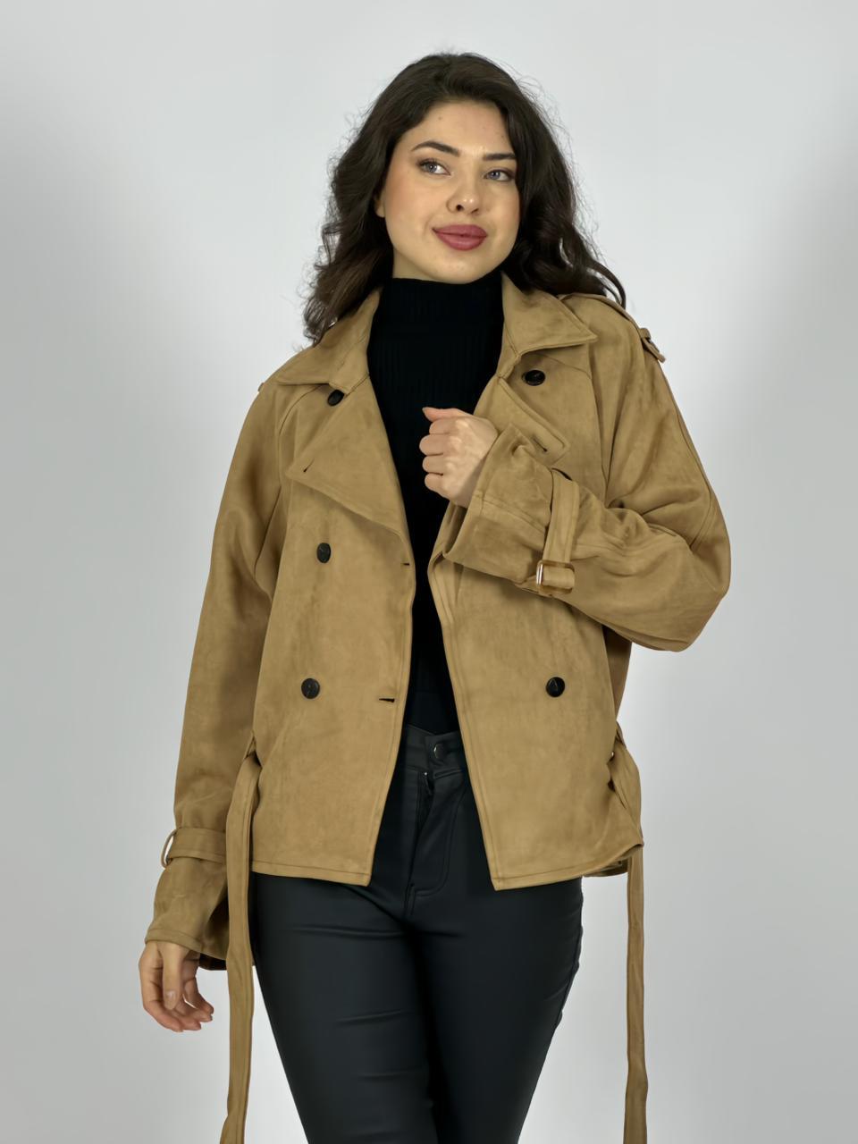Chaqueta Gamuza 4 Botones con Cinturón