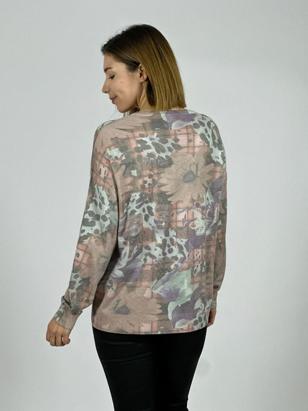 Sweater Cuello V Flores y Print