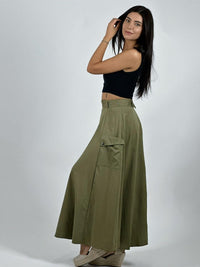 Falda Larga Con Cinturón y Cierre Abertura